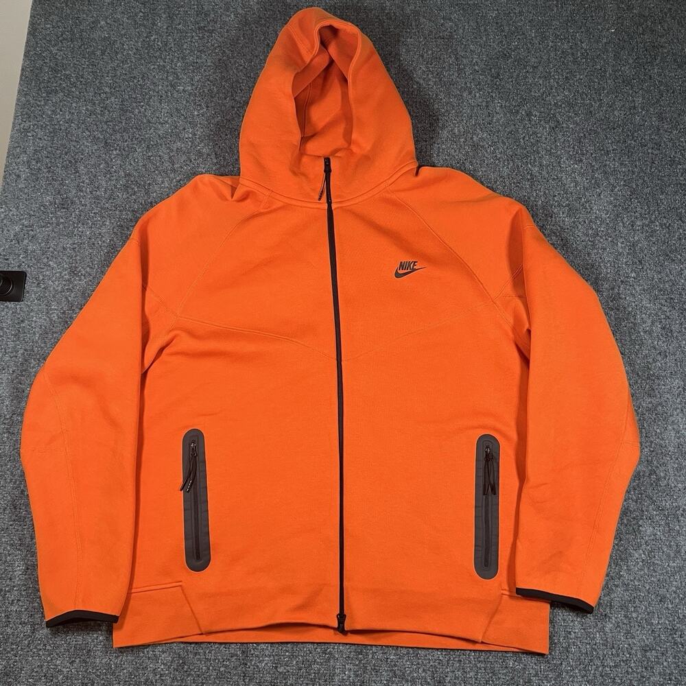 Nike Tech Fleece Jogger Orange Set Mens XXL Hooded Zip Jacket XL Jogger Pants - Picture 3 of 15